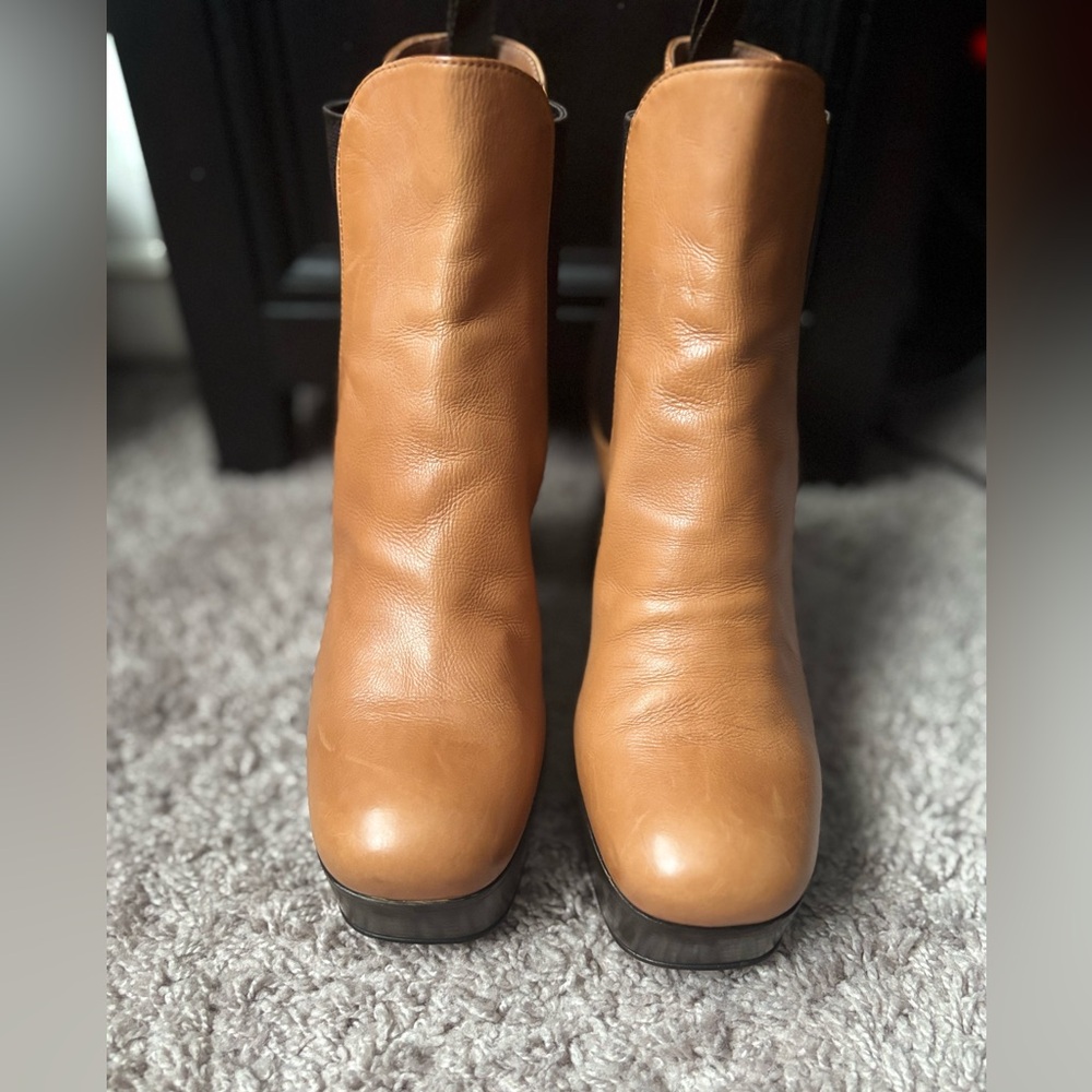 Prada Cognac Leather Booties for Sale